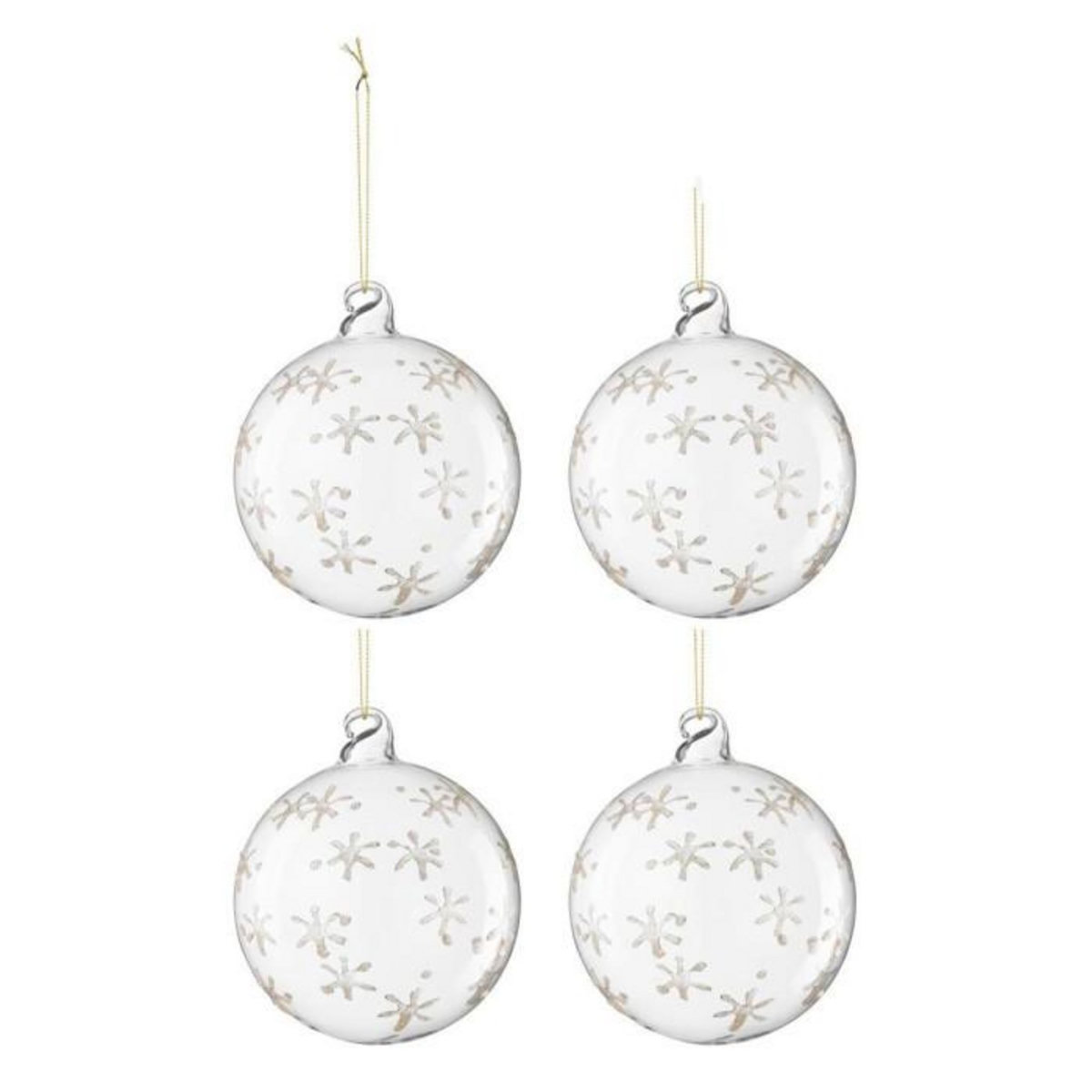 Paris Prix Lot de 4 Boules de Noël  Fleurie  10cm Transparent