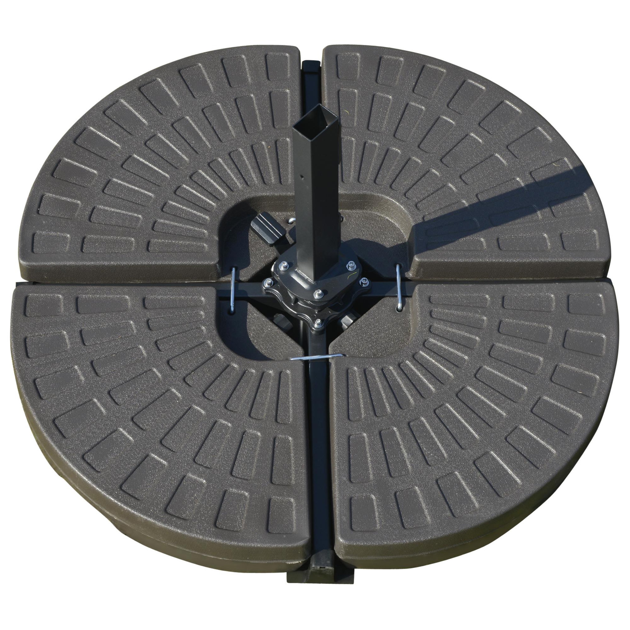 Voir la diapositive 4 : OUTSUNNY Lot de 4 poids de lestage pour parasols déportés dim. totales 100L x 100l x 10H cm HDPE café