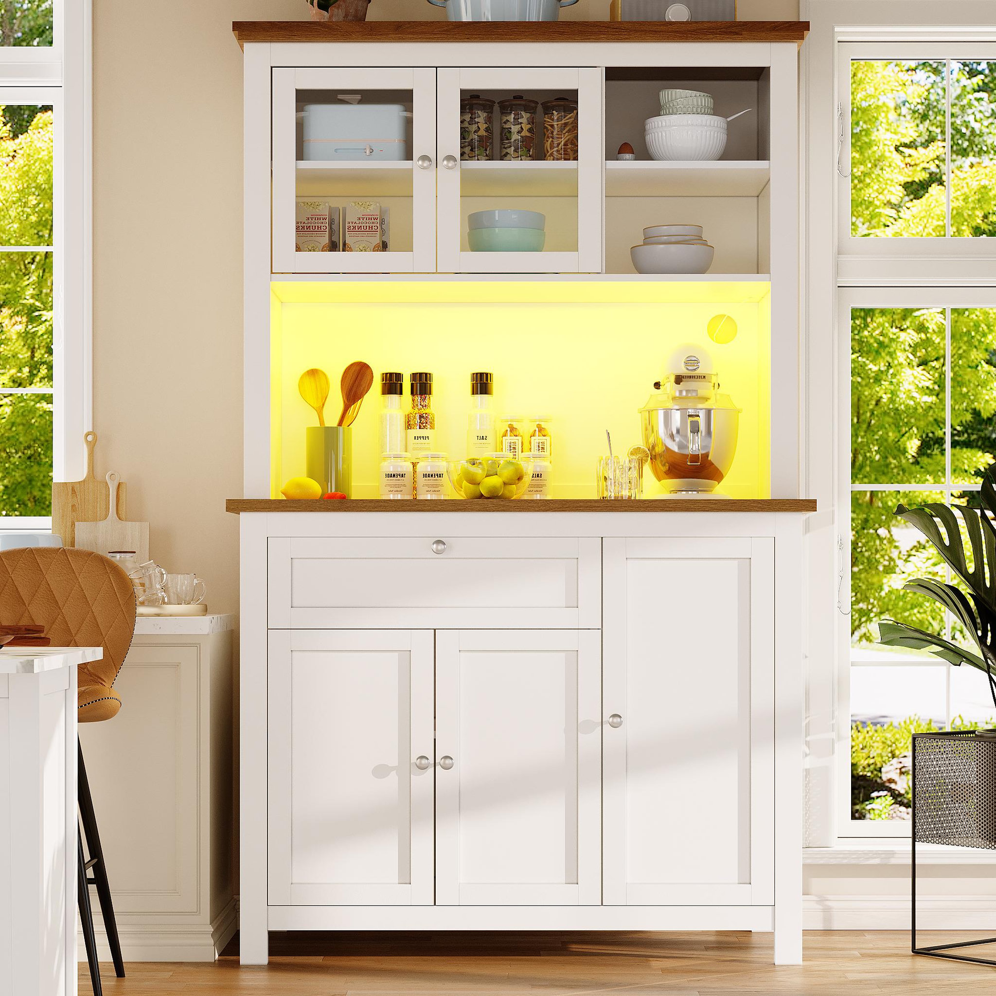 Voir la diapositive 2 : MERAX Buffet de cuisine 5 portes 1 tiroir - 104 cm blanc led mdf