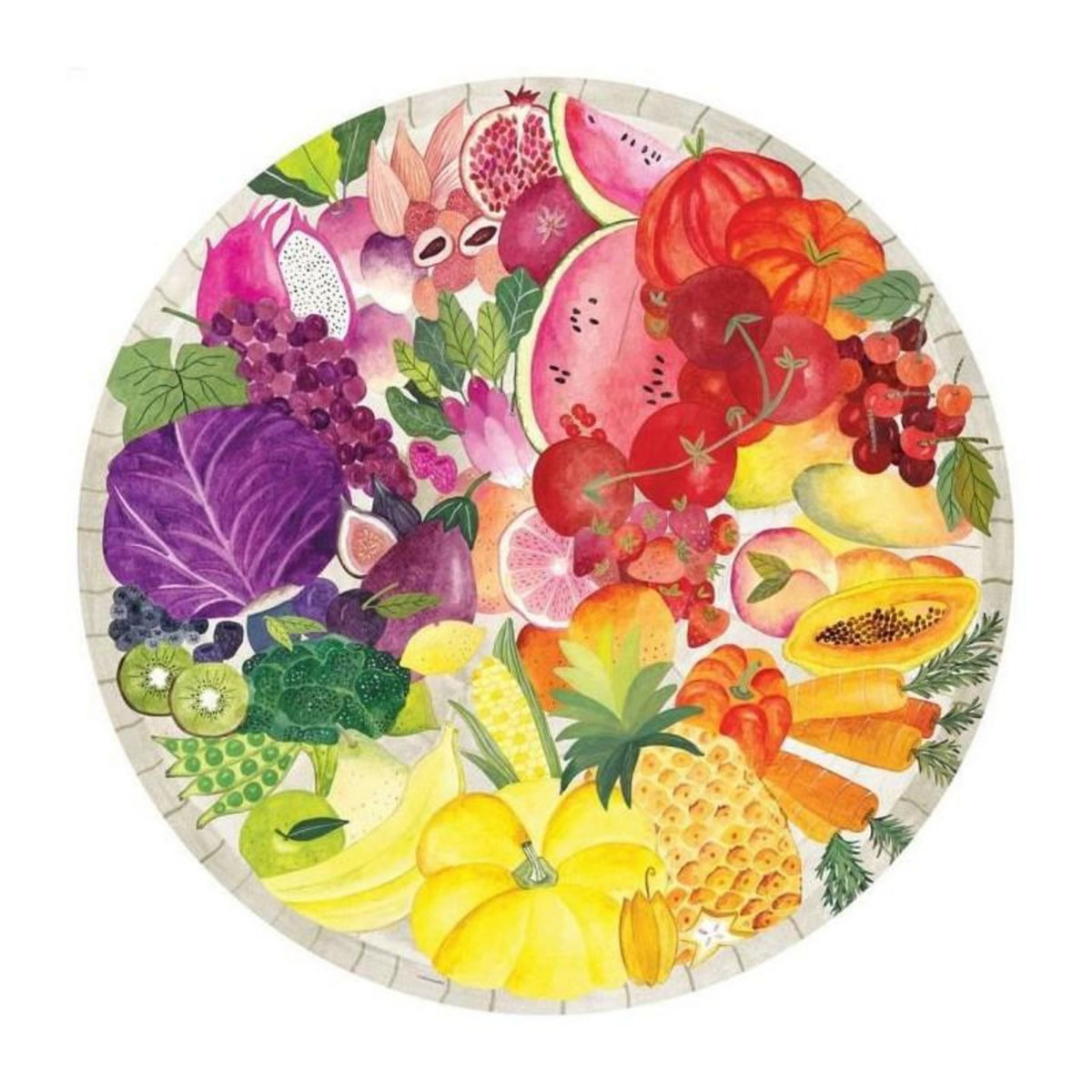 RAVENSBURGER Ravensburger - Puzzle rond 500 pieces - Fruits et legumes Circle of Colors