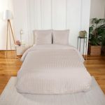 Home collection Parure housse de couette 100% satin de microfibre, albatre. Coloris disponibles : Beige