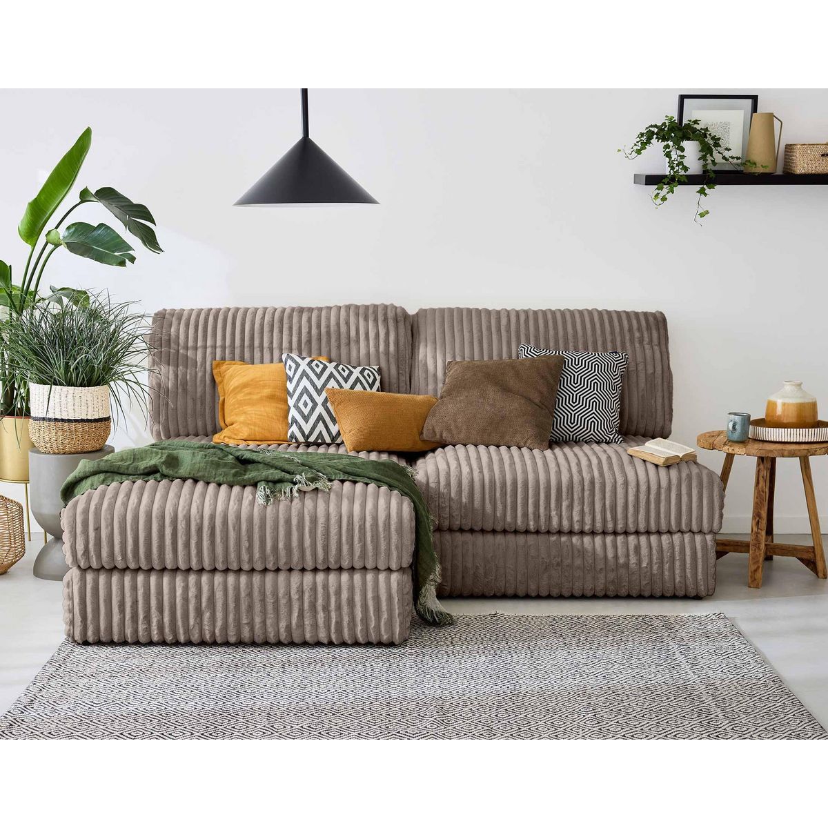 LISA DESIGN Jasper - module d'assise - en fausse fourrure côtelée