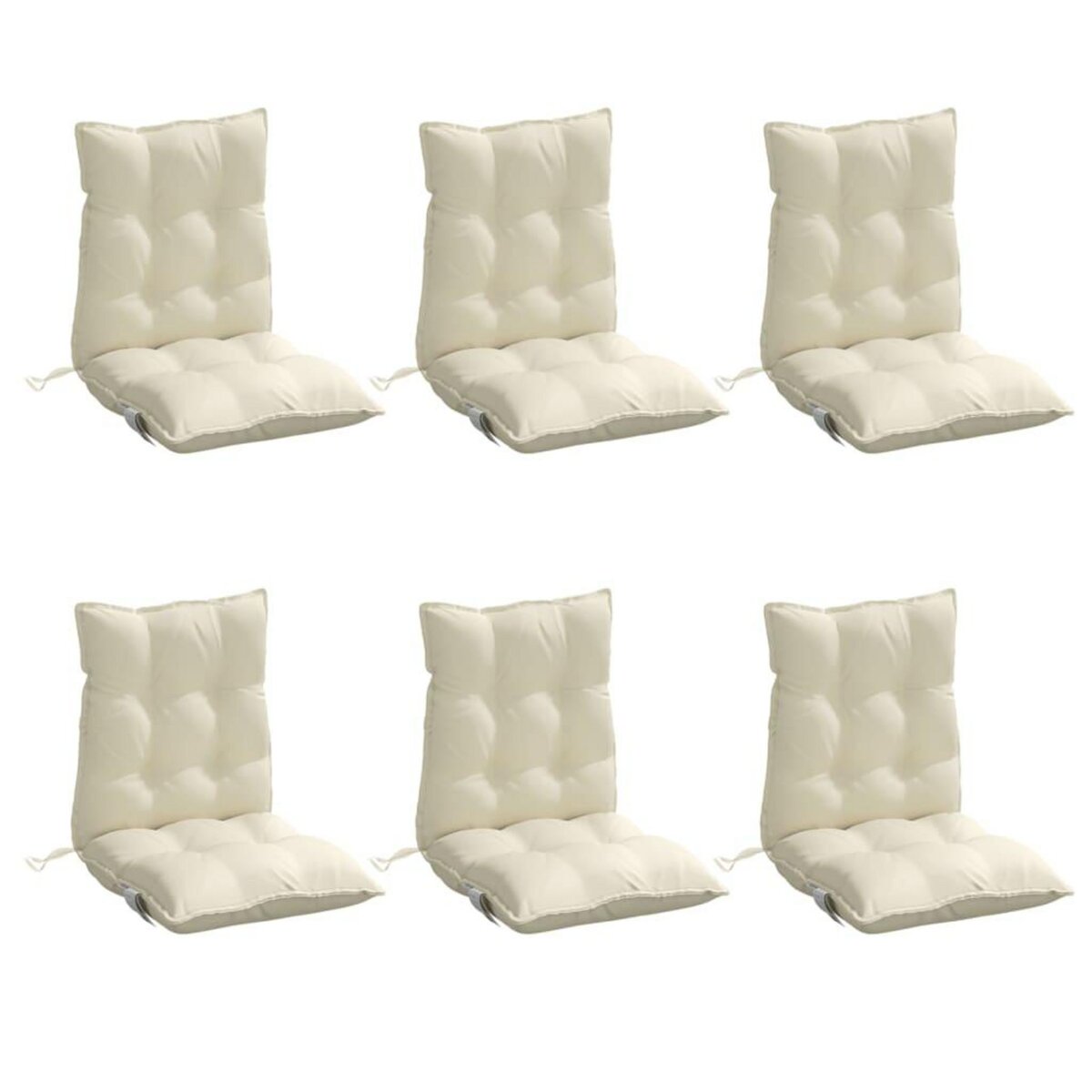 VIDAXL Coussins de chaise a dossier bas lot de 6 creme tissu oxford