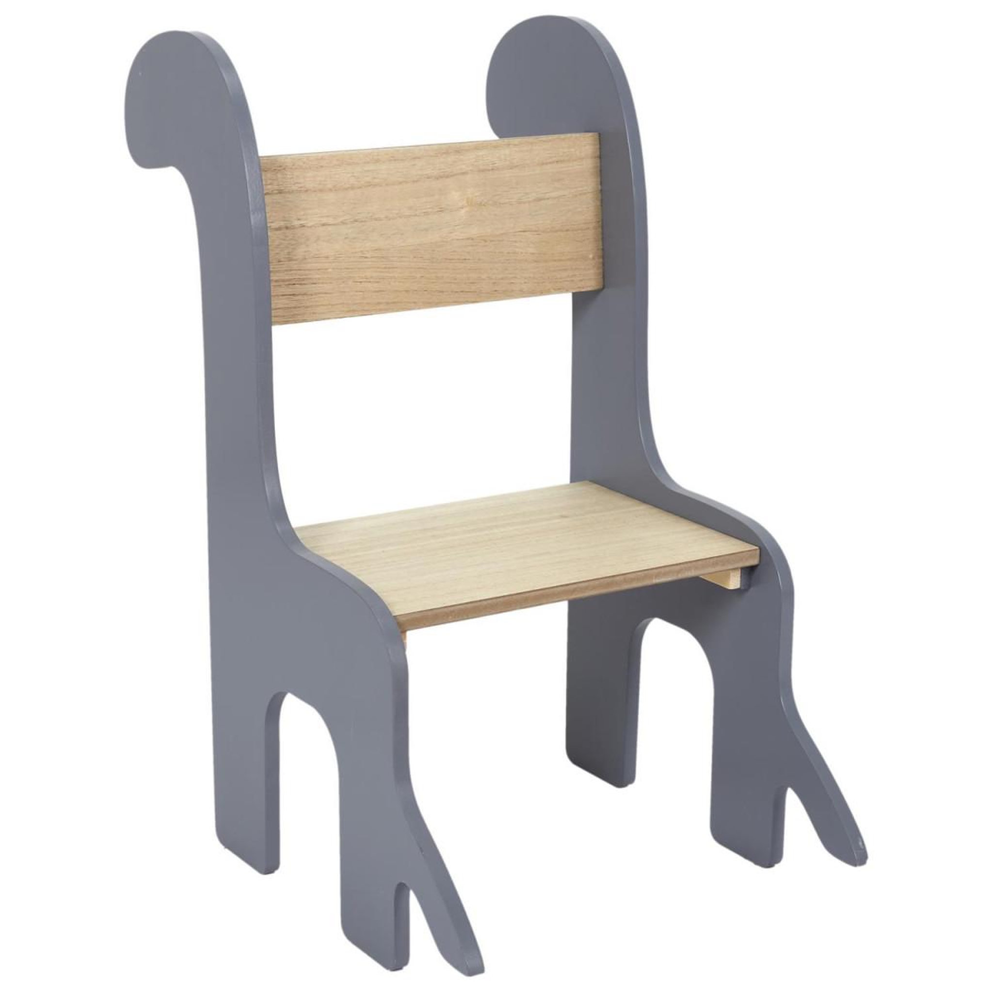 HOME DECO KIDS Chaise enfant design  dino  60cm gris & naturel