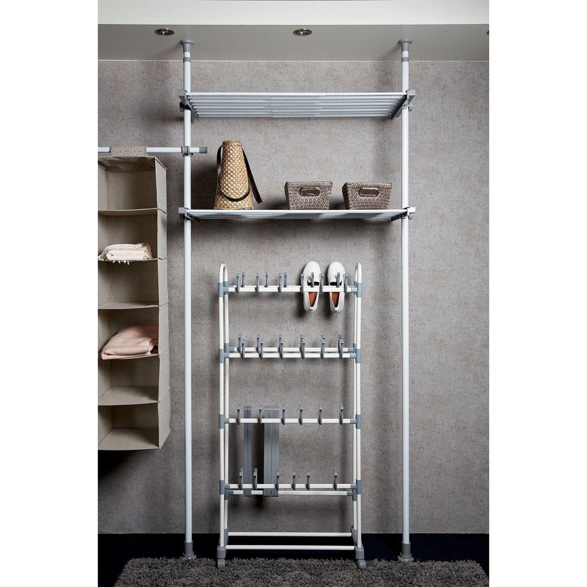 Voir la diapositive 4 : Wenko Etagère pour machine à laver et toilette - h. 165/300 cm - gris