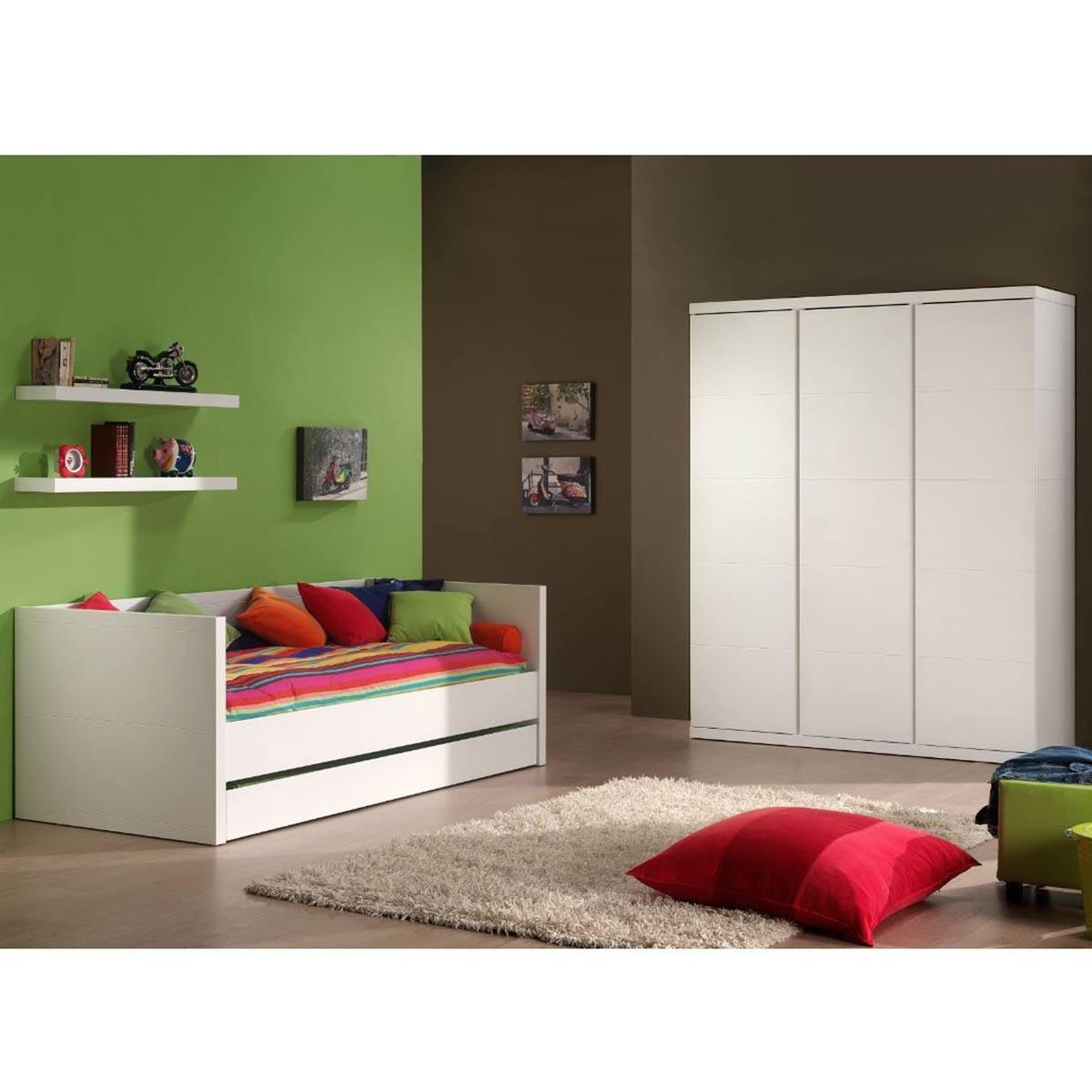 Voir la diapositive 3 : Paris Prix Armoire 3 portes  robin  204cm blanc
