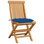 Voir la diapositive 2 : VIDAXL Chaises de jardin et coussins bleu lot de 4 Bois de teck massif