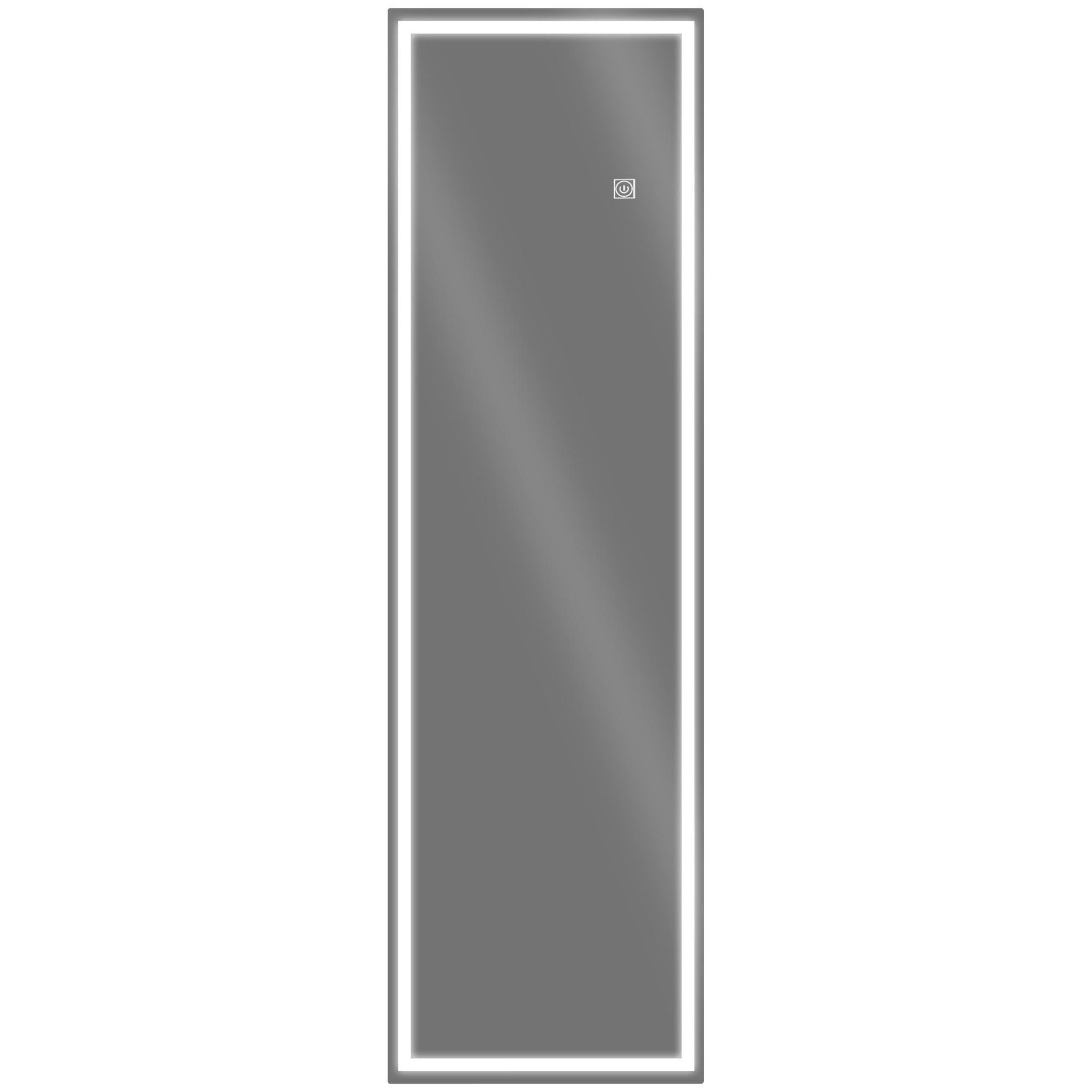 Voir la diapositive 1 : HOMCOM Miroir mural plein pied rectangulaire avec LED réglable, interrupteur tactile, verre épais 4mm, 40 x 120 cm - pour chambre, salon, salle de bain