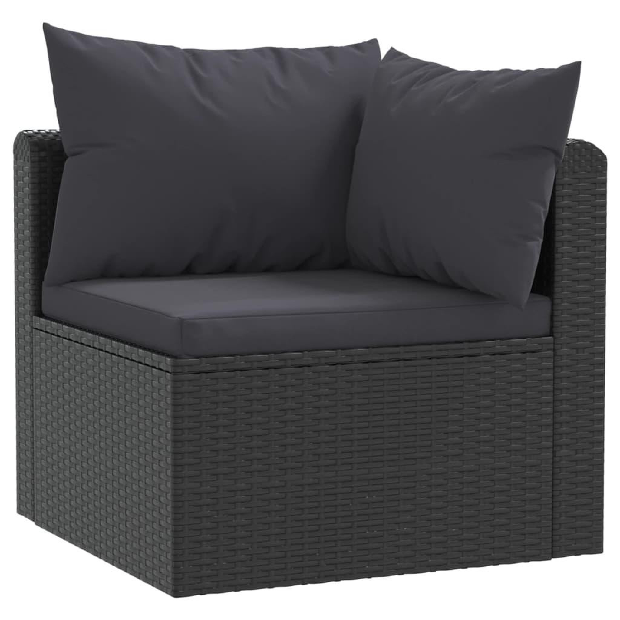 Voir la diapositive 3 : VIDAXL Canapes de jardin 4 pcs avec coussins Resine tressee Noir