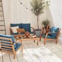SWEEEK Salon de jardin en bois 4 places - Ushuaïa - Canapé, fauteuils et table basse en acacia, design