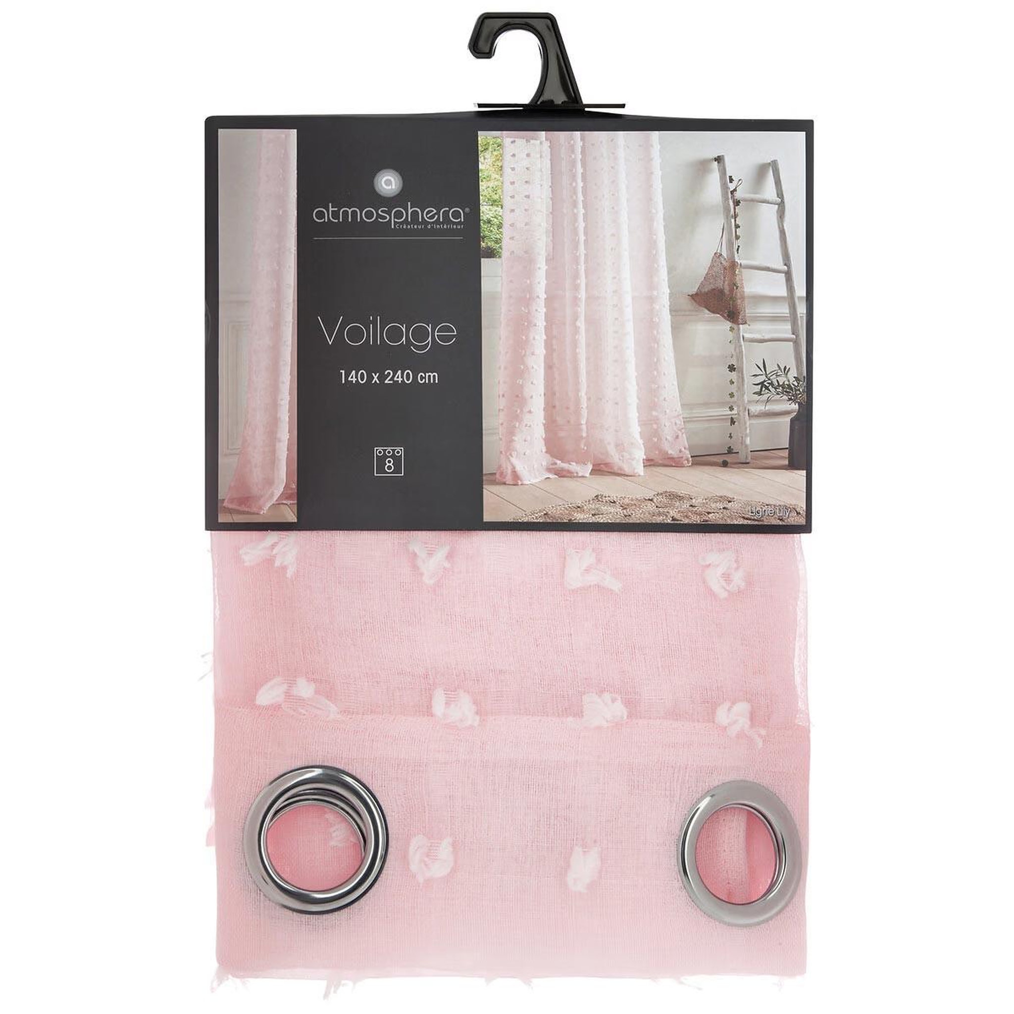 Voir la diapositive 4 : ATMOSPHERA Rideau voilage  lily  140x240cm rose