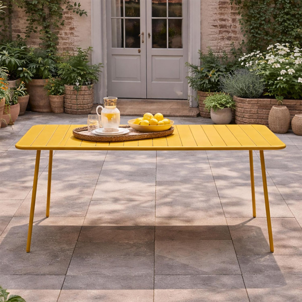 CONCEPT USINE Table de jardin 6 places 160cm jaune BERGAME