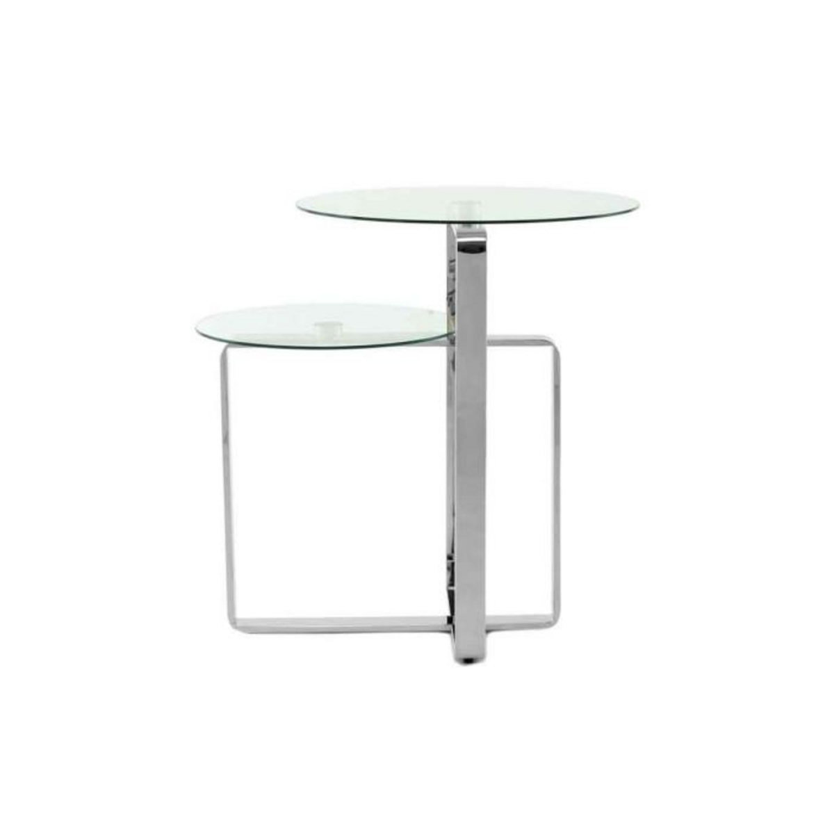 Paris Prix Table d'Appoint 2 Plateaux Design  Katris  60cm Argent