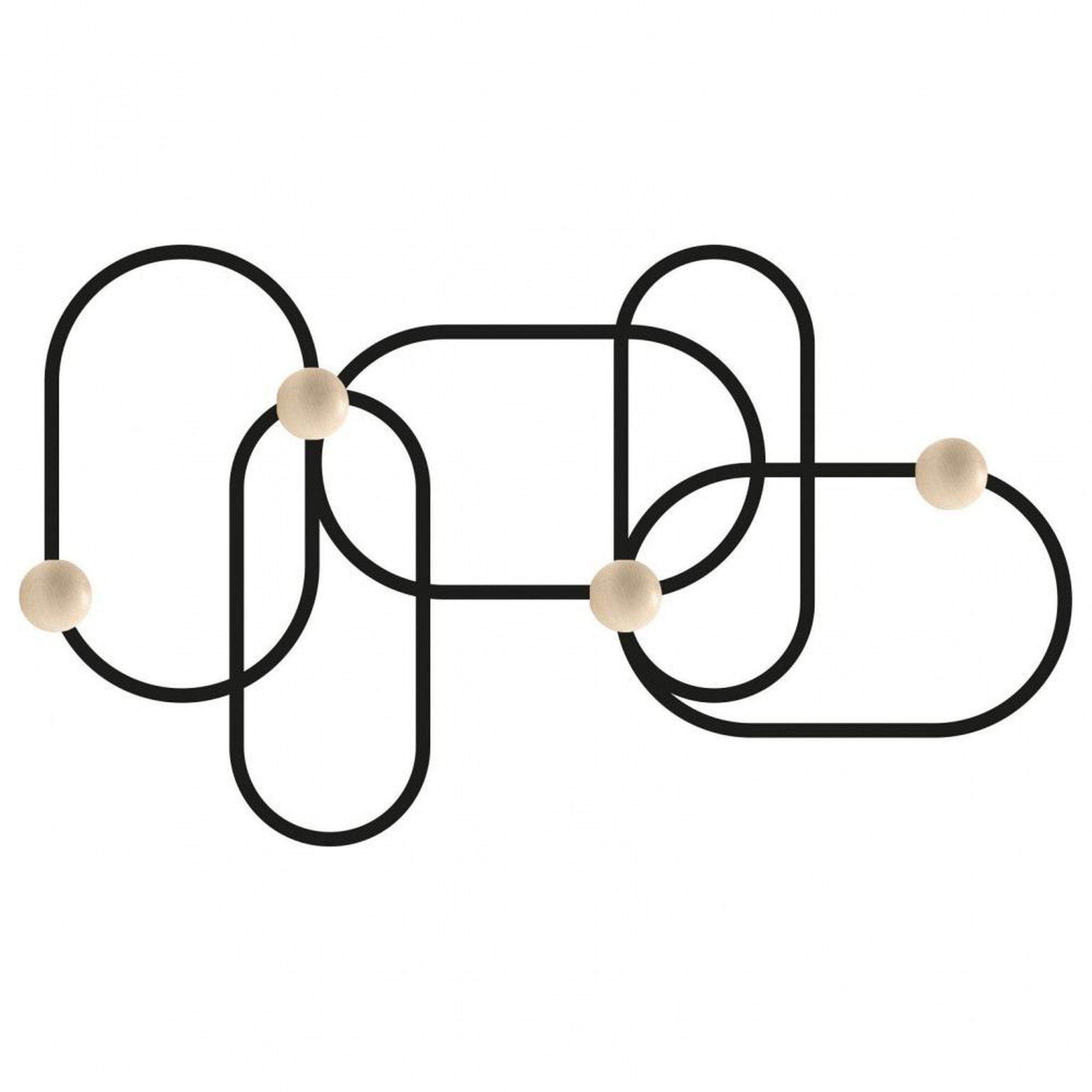 CENTRALE BRICO Patère à visser, 4 têtes, noir/bois, anna