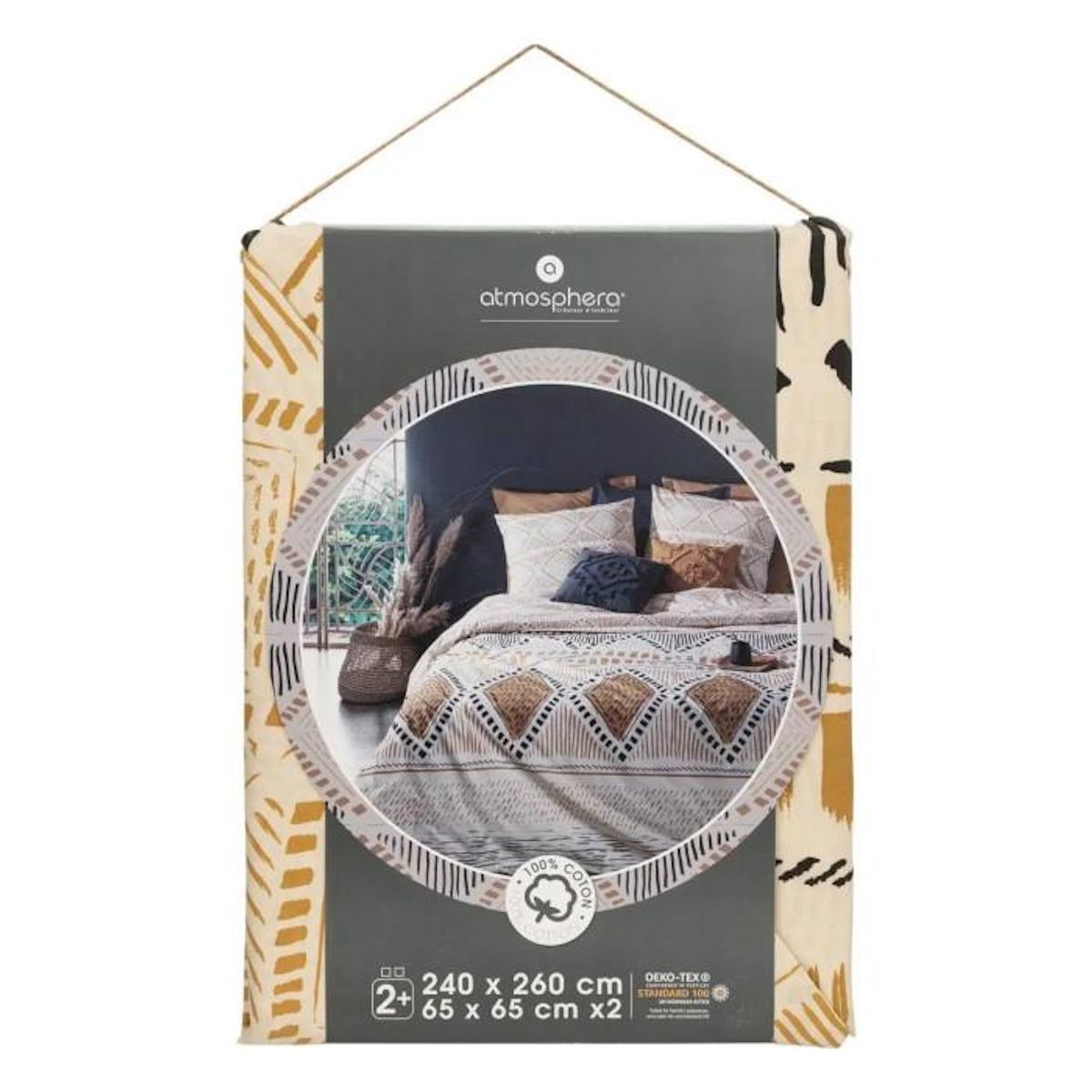 ATMOSPHERA Parure de Lit 3 Pièces  Kilim  260x240cm Beige