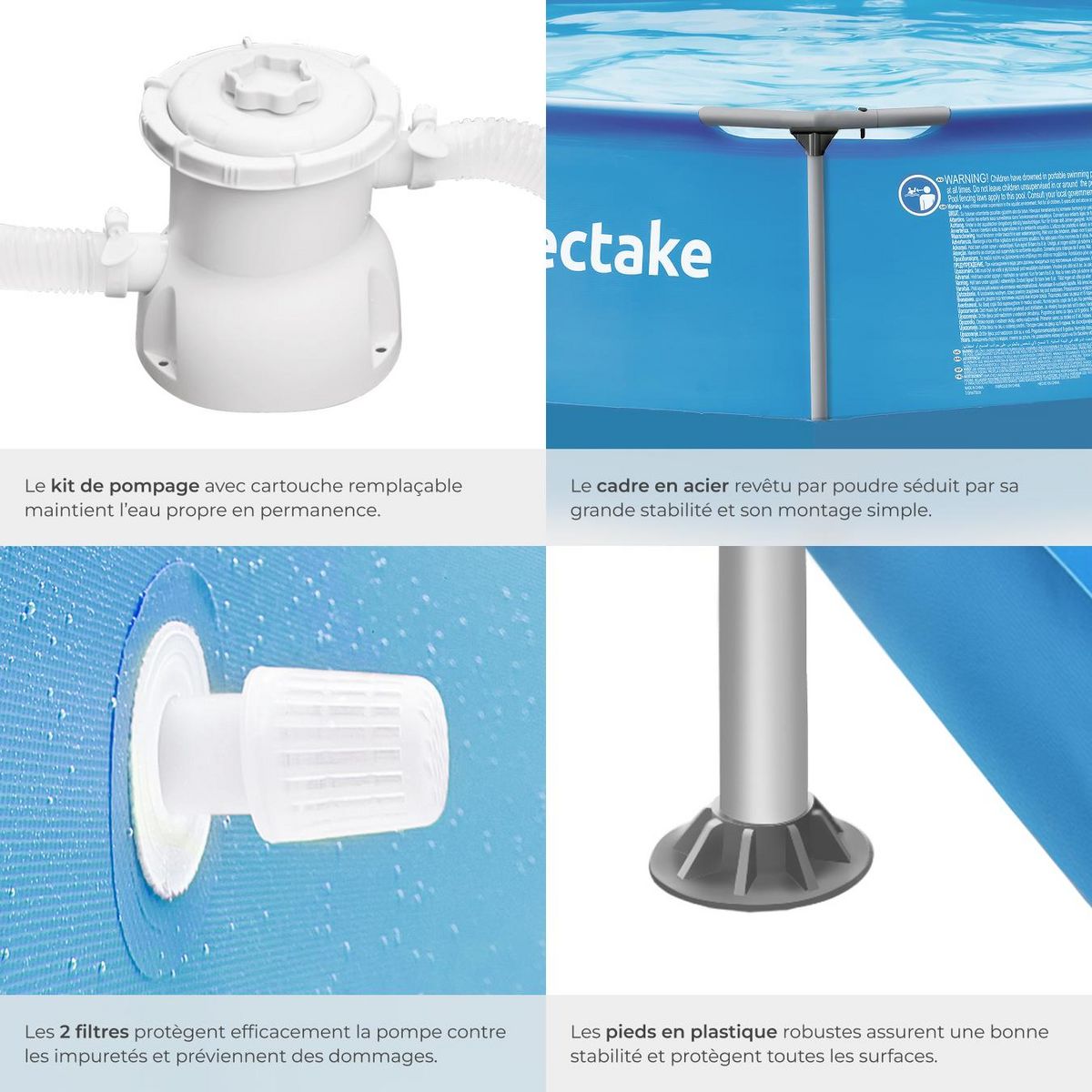 tectake Piscine ronde bleu