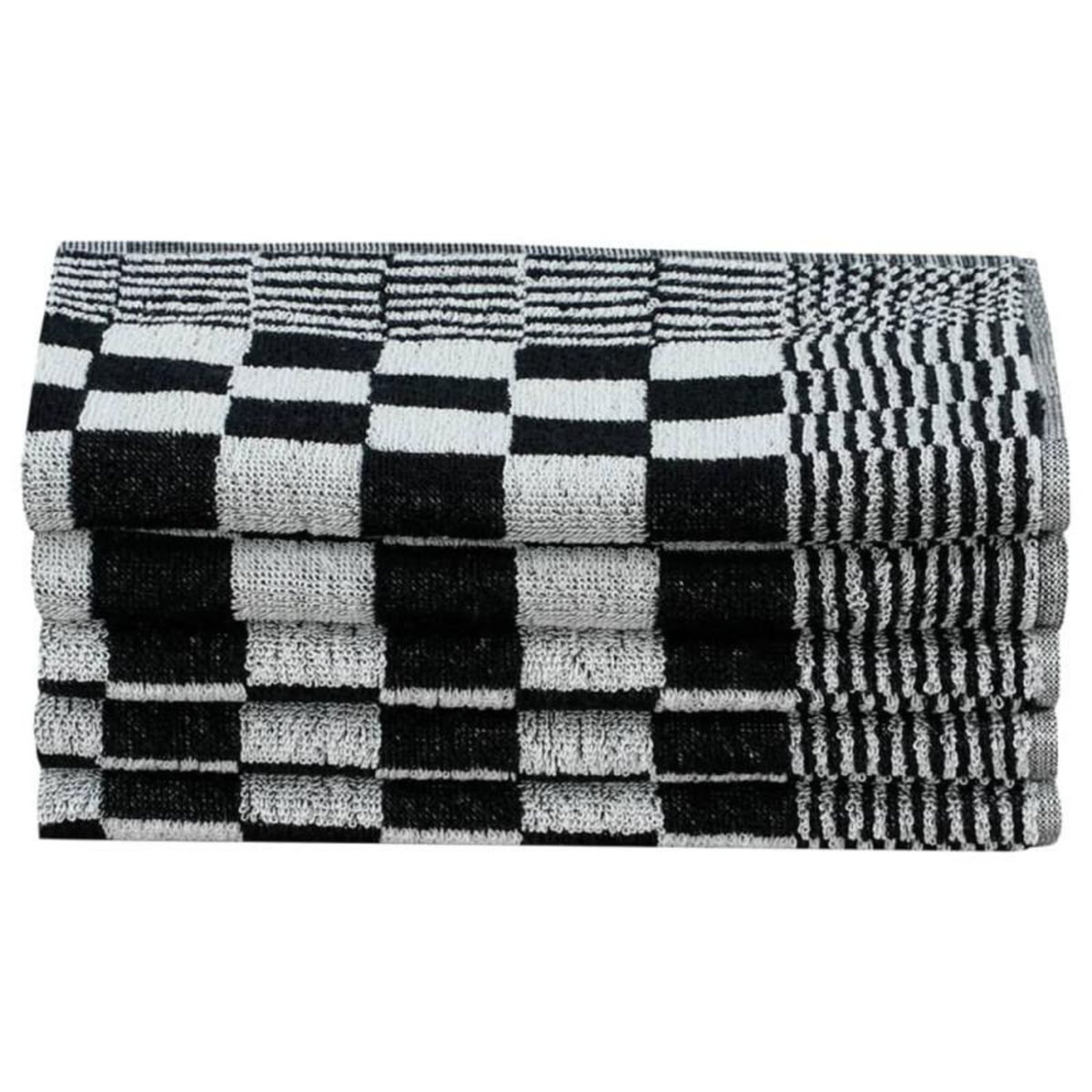 VIDAXL Ensemble de serviettes 10 pcs noir et blanc coton