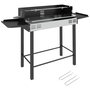 Voir la diapositive 1 : OUTSUNNY Barbecue charbon tourne broche grille - 2 tablettes latérales rabattables - acier inox noir