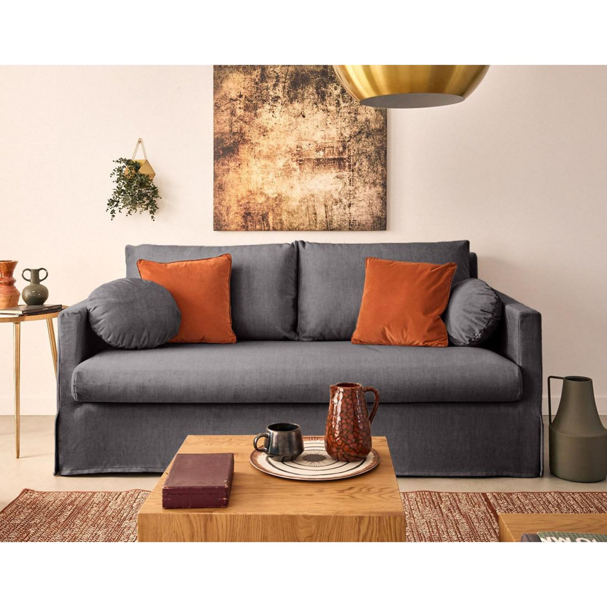 LISA DESIGN Serena - canapé droit déhoussable 3 places en velours