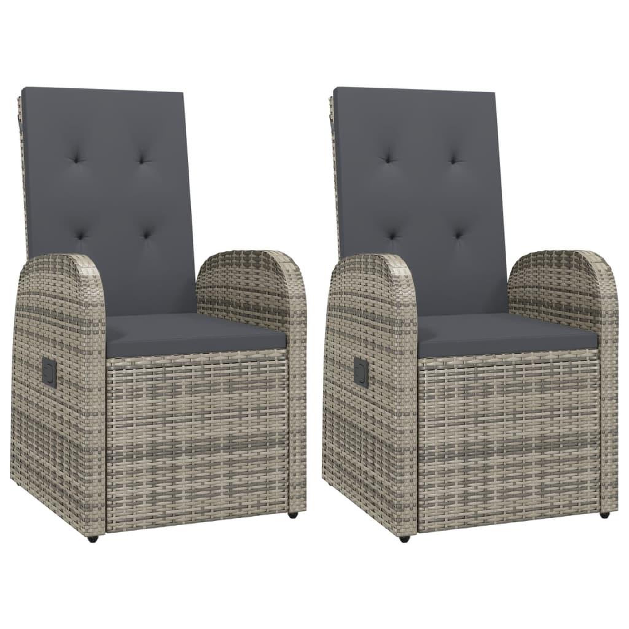 Voir la diapositive 2 : VIDAXL Chaise inclinable de jardin 2pc et coussins Resine tressee Gris