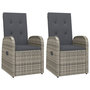 Voir la diapositive 2 : VIDAXL Chaise inclinable de jardin 2pc et coussins Resine tressee Gris