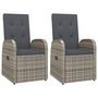 Voir la diapositive 2 : VIDAXL Chaise inclinable de jardin 2pc et coussins Resine tressee Gris