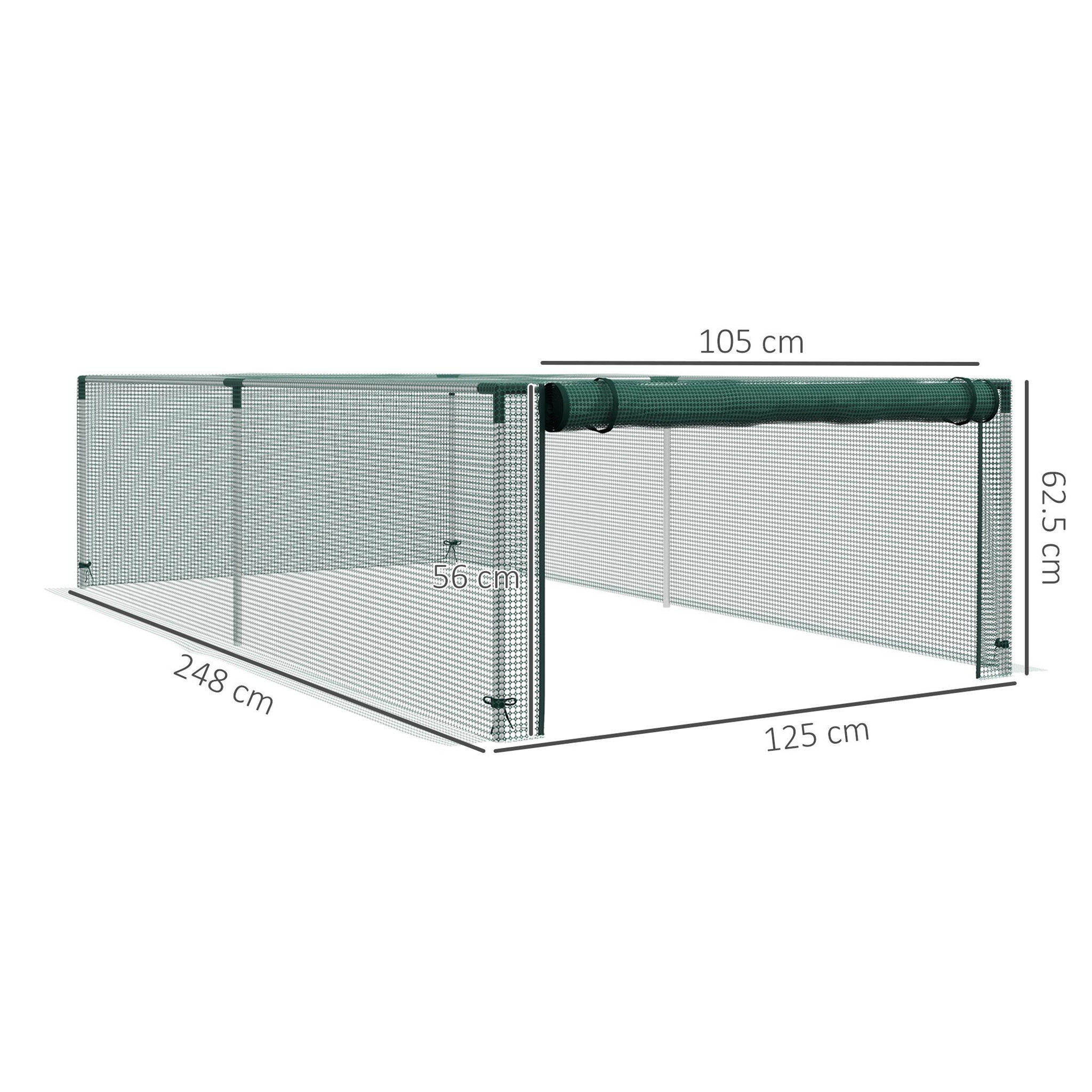 Voir la diapositive 3 : OUTSUNNY Serre de jardin serre à tomates filet protection porte HDPE vert