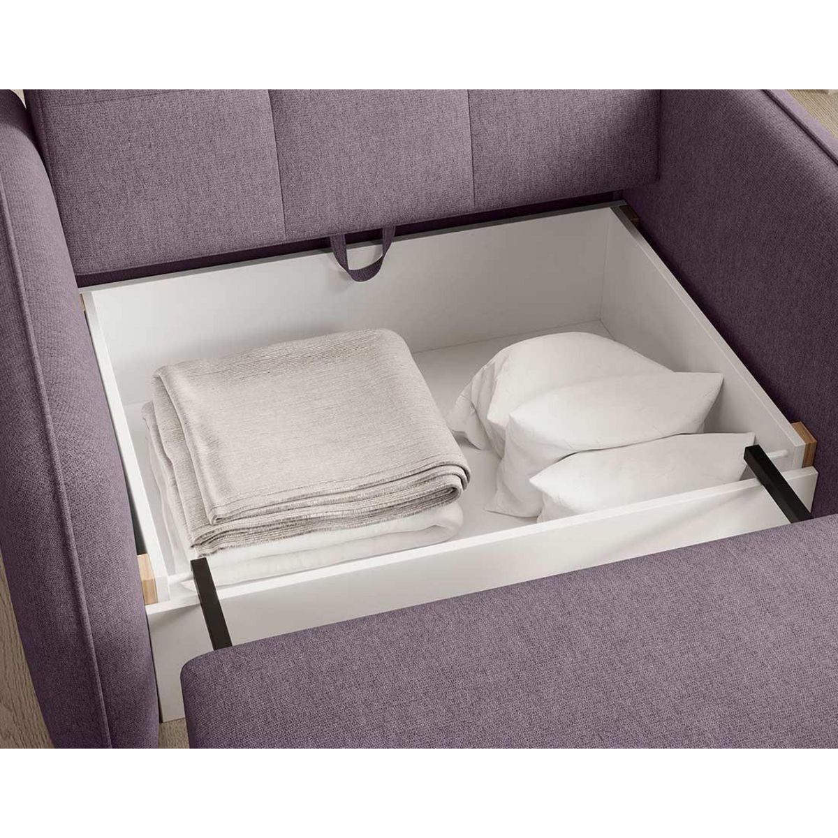 BEST MOBILIER Michelle - fauteuil convertible avec coffre en velours