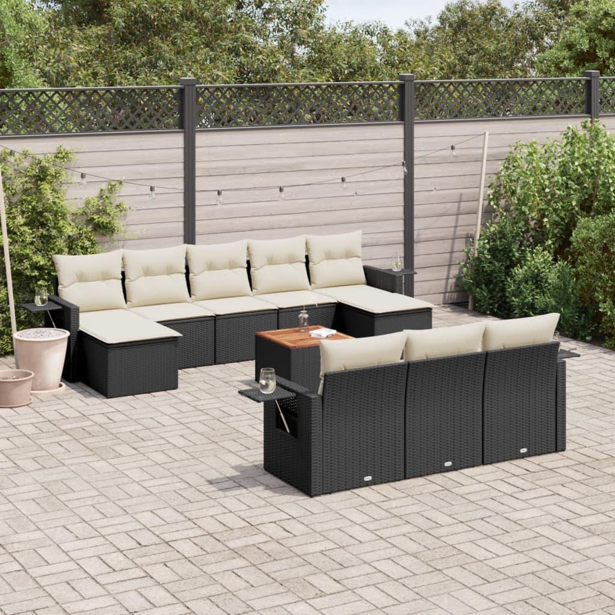 VIDAXL Salon de jardin 11 pcs avec coussins noir resine tressee