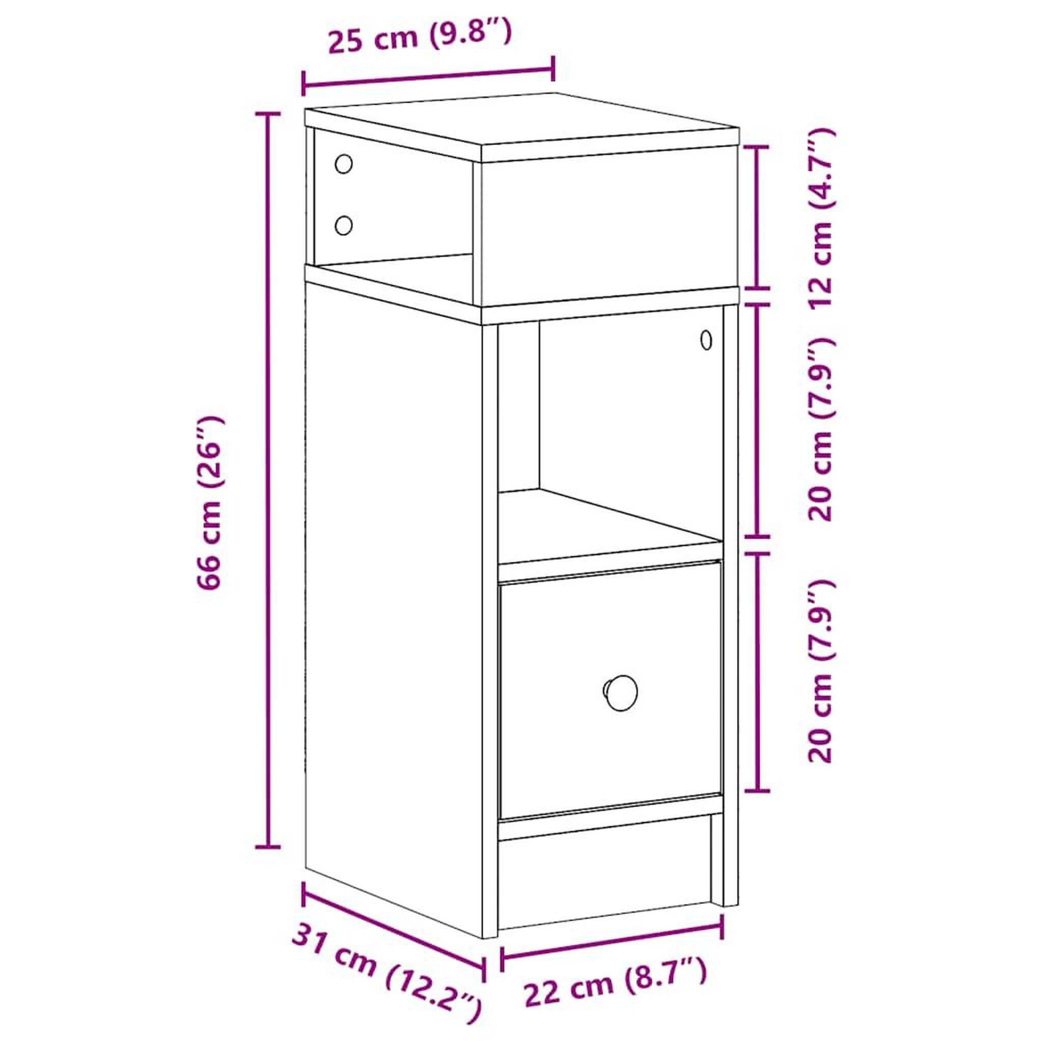 Voir la diapositive 6 : VIDAXL Tables de chevet 2 pcs avec tiroir gris beton 25x31x66 cm