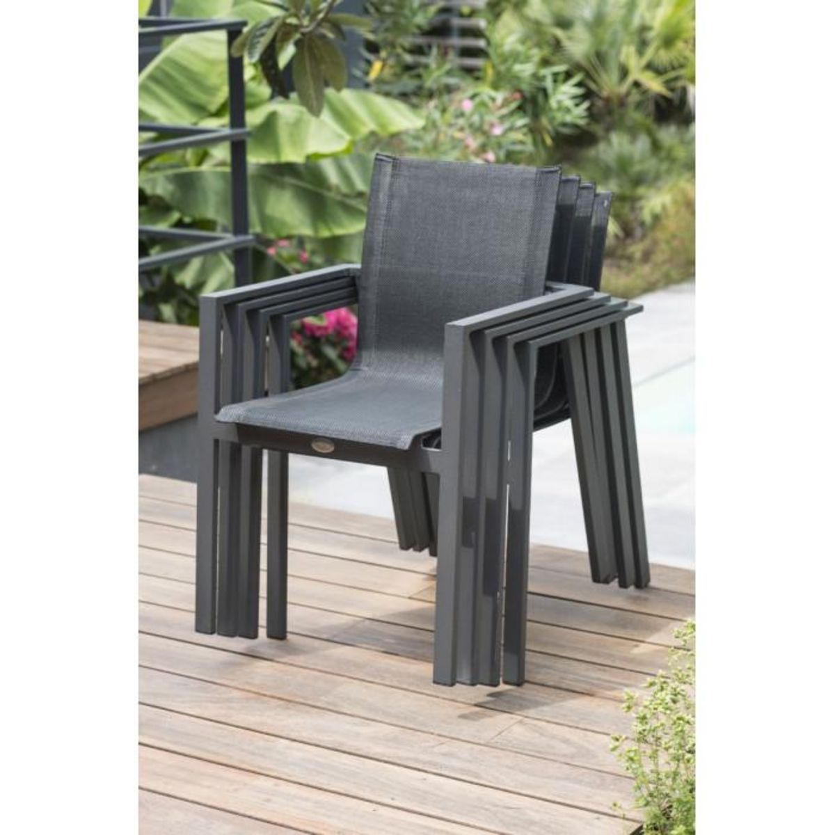 Paris Prix Lot de 2 Fauteuils de Jardin Empilables  Miami  84cm Gris Anthracite