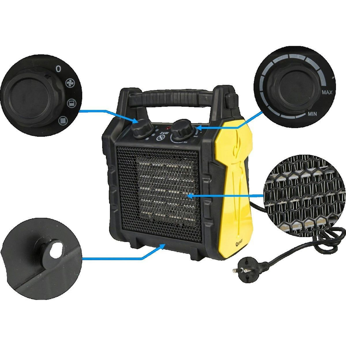 Geko Chauffage Convecteur Geko 3 Niveaux de Puissance Thermostat