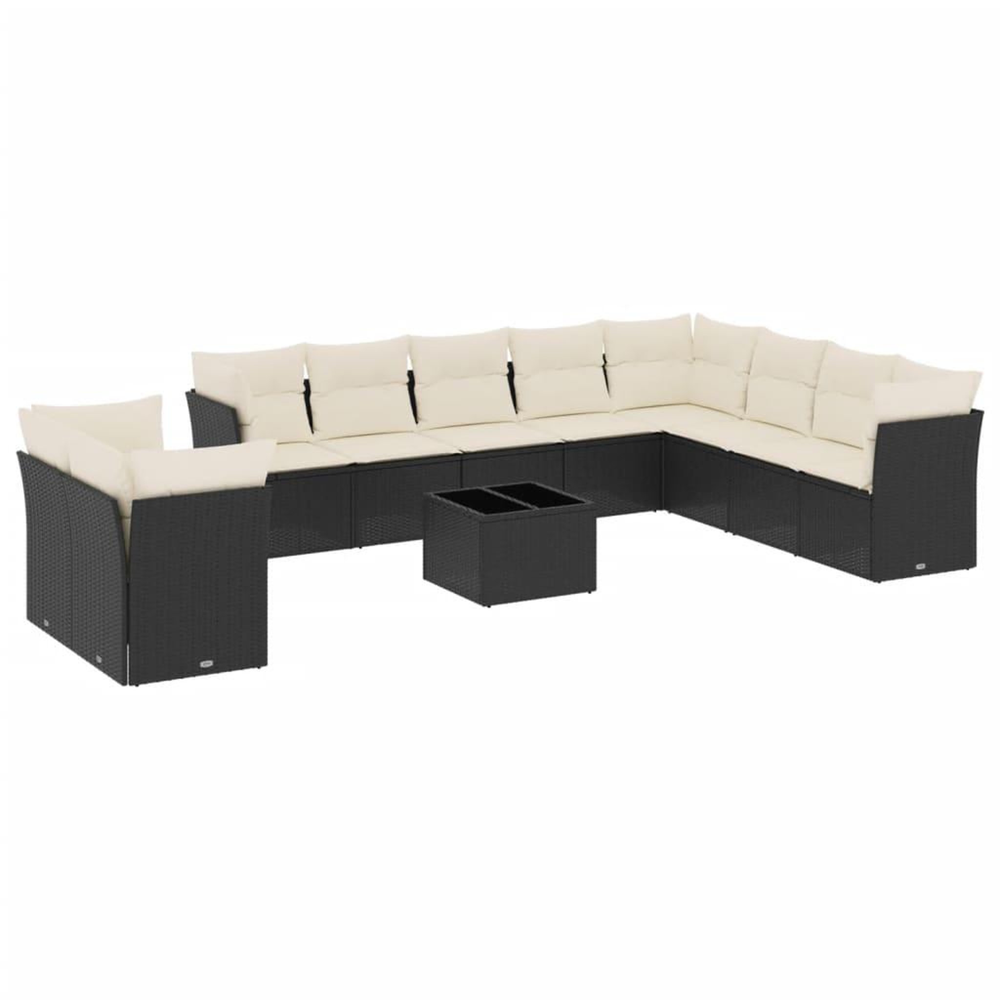 Voir la diapositive 2 : VIDAXL Salon de jardin 11 pcs avec coussins noir resine tressee