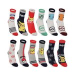 Pokemon Lot de 12 paires de chaussettes garçon. Coloris disponibles : Jaune