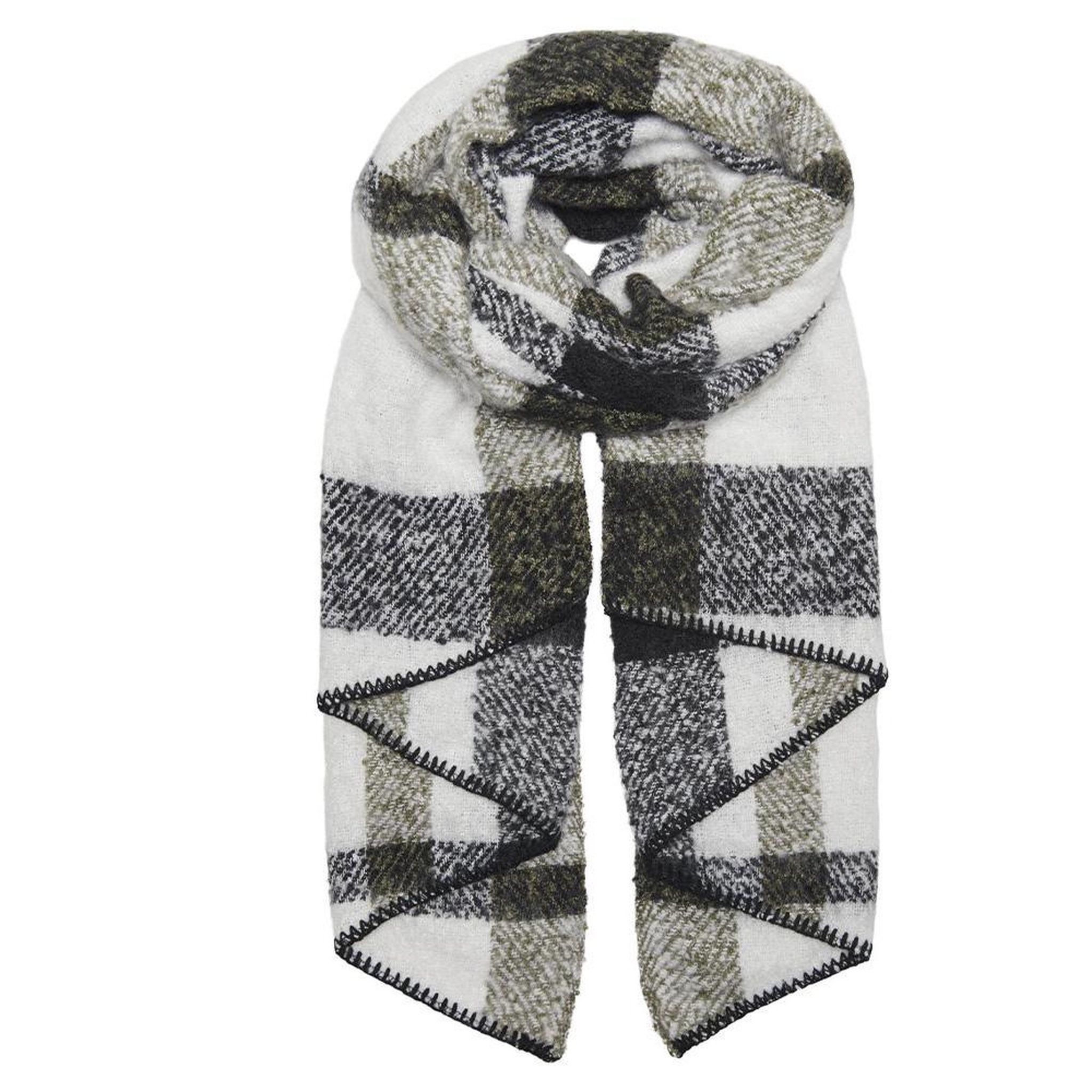 Only Écharpe Noire/Kaki à Motifs Femme Only Lima. Coloris disponibles : Noir