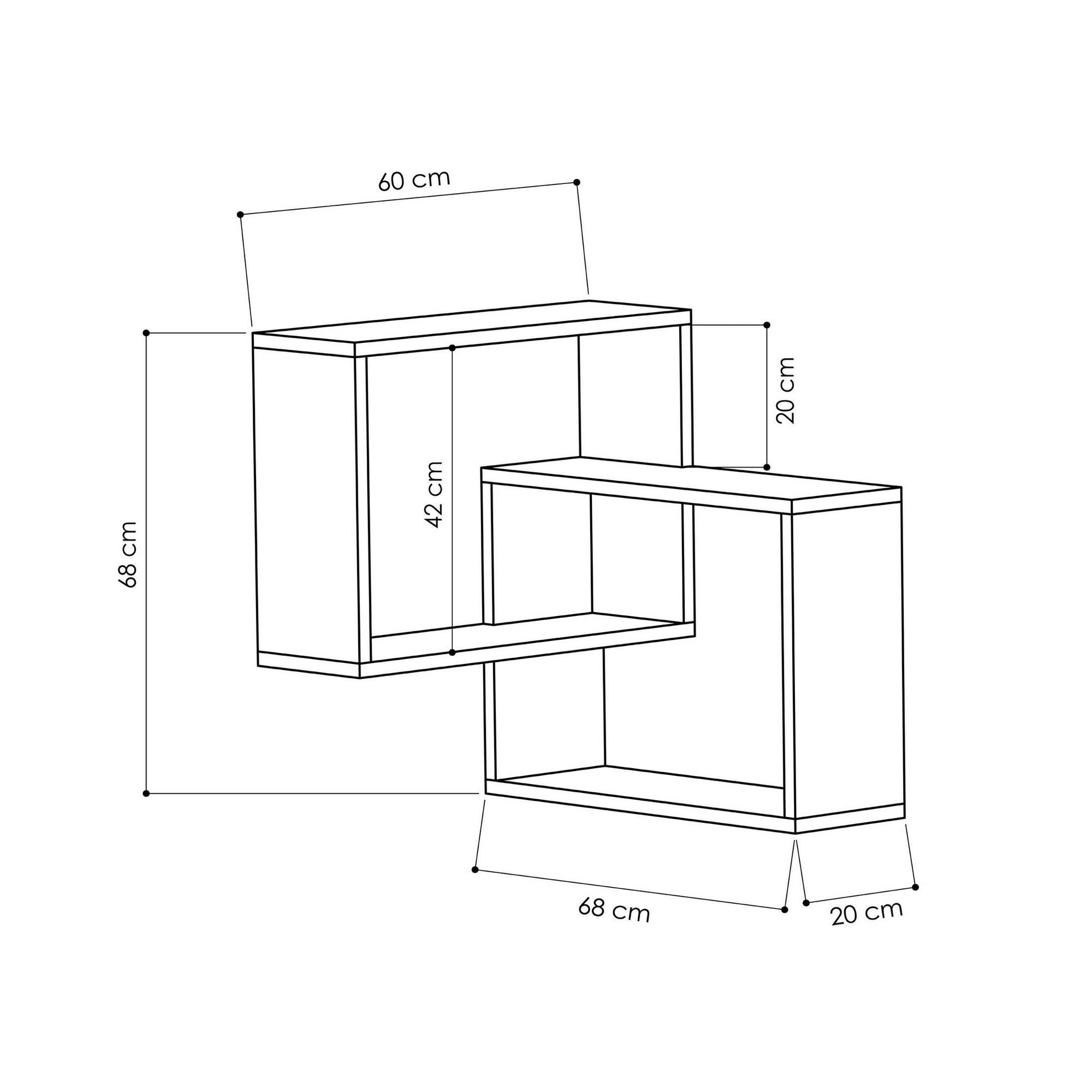 Voir la diapositive 3 : Habitat et Jardin Lot de 2 étagères murales d'angle en bois  ring  - 68 x 60 x 68 cm - gris anthracite