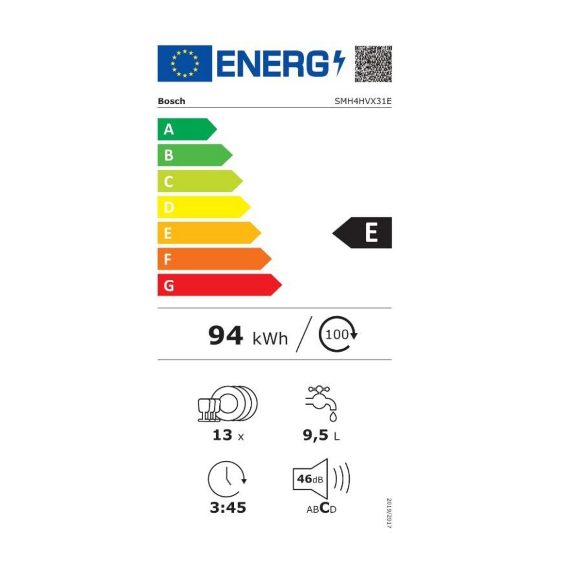 BOSCH Lave-vaisselle 60cm 13 couverts 46db tout intégrable - smh4hvx31e
