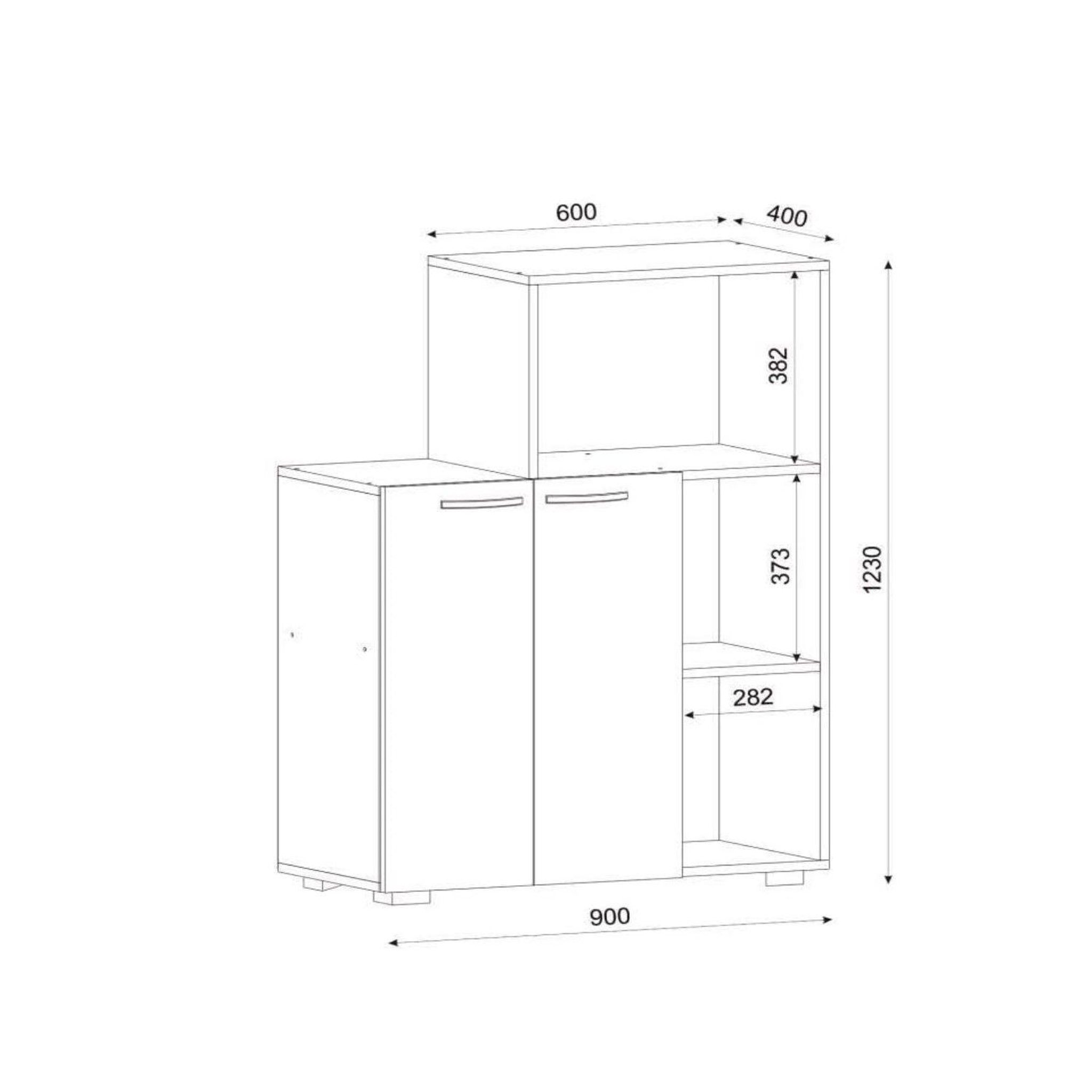 Voir la diapositive 3 : TOILINUX Meuble de rangement cuisine avec niche micro-ondes - blanc