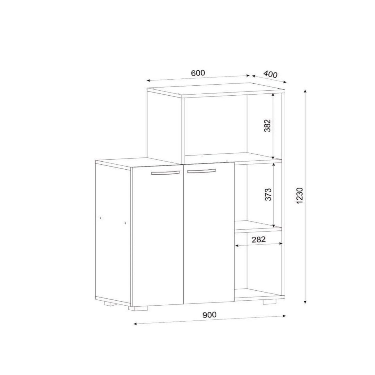 TOILINUX Meuble de rangement cuisine avec niche micro-ondes - Blanc
