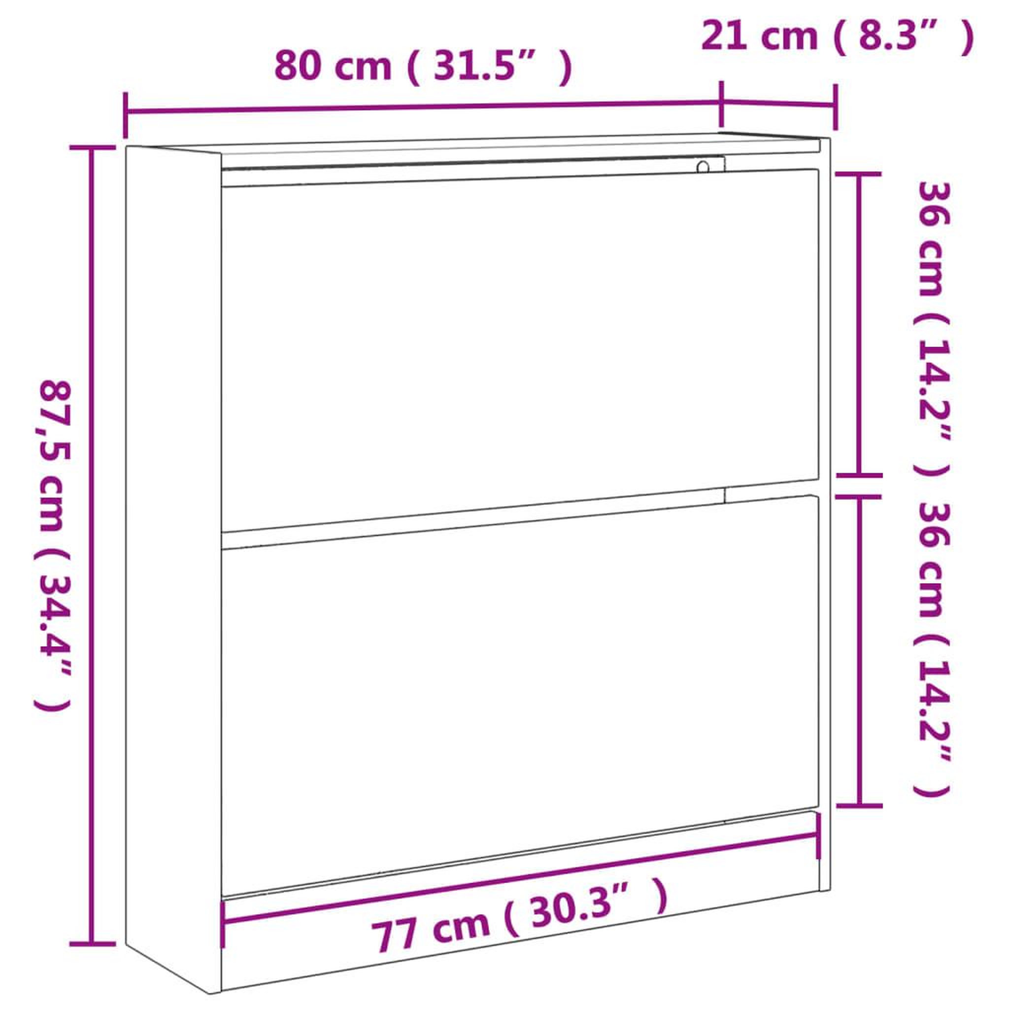 Voir la diapositive 6 : VIDAXL Armoire a chaussures chene fume 80x21x87,5 cm bois ingenierie