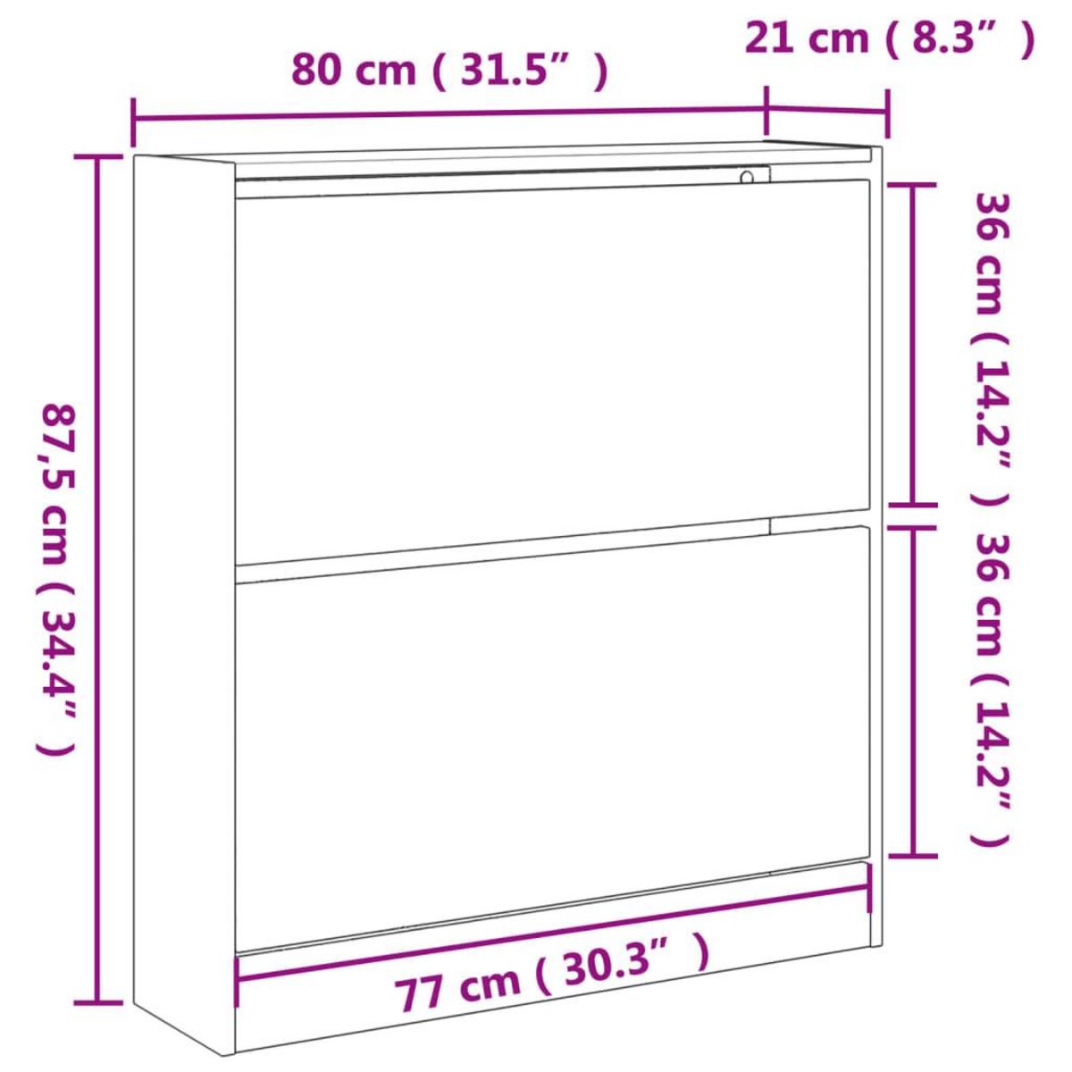 VIDAXL Armoire a chaussures chene fume 80x21x87,5 cm bois ingenierie