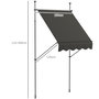 Voir la diapositive 3 : OUTSUNNY Store banne autoportant manuel rétractable 1,5L x 1,2l x 2,1-3H m inclinaison réglable métal alu polyester gris