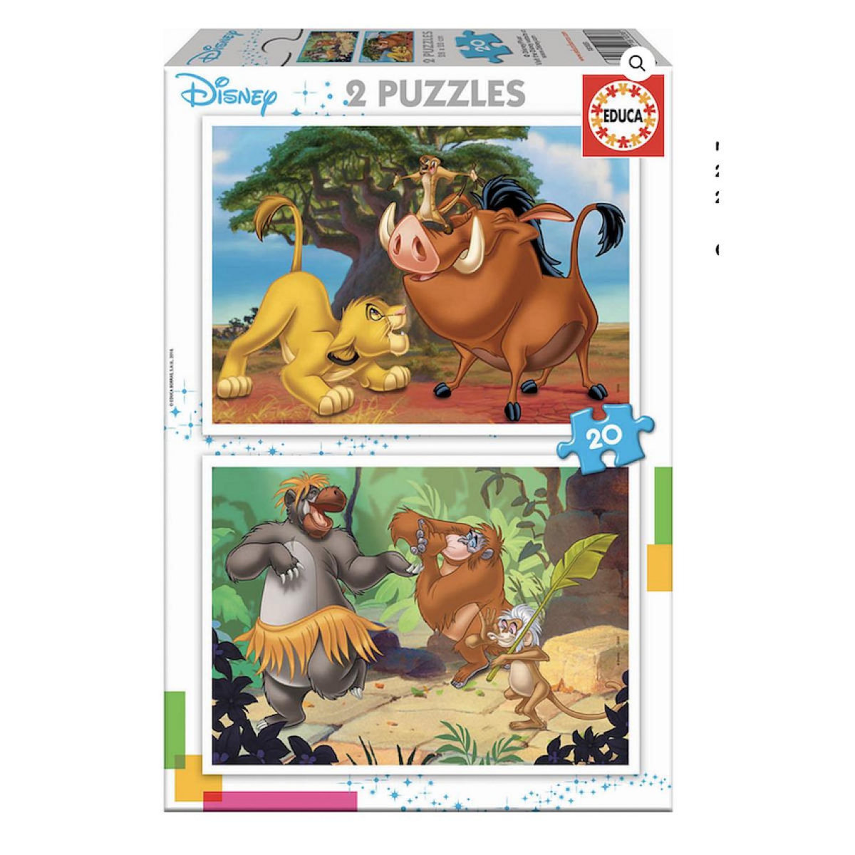 EDUCA 2 puzzles de 20 pieces Disney Animaux