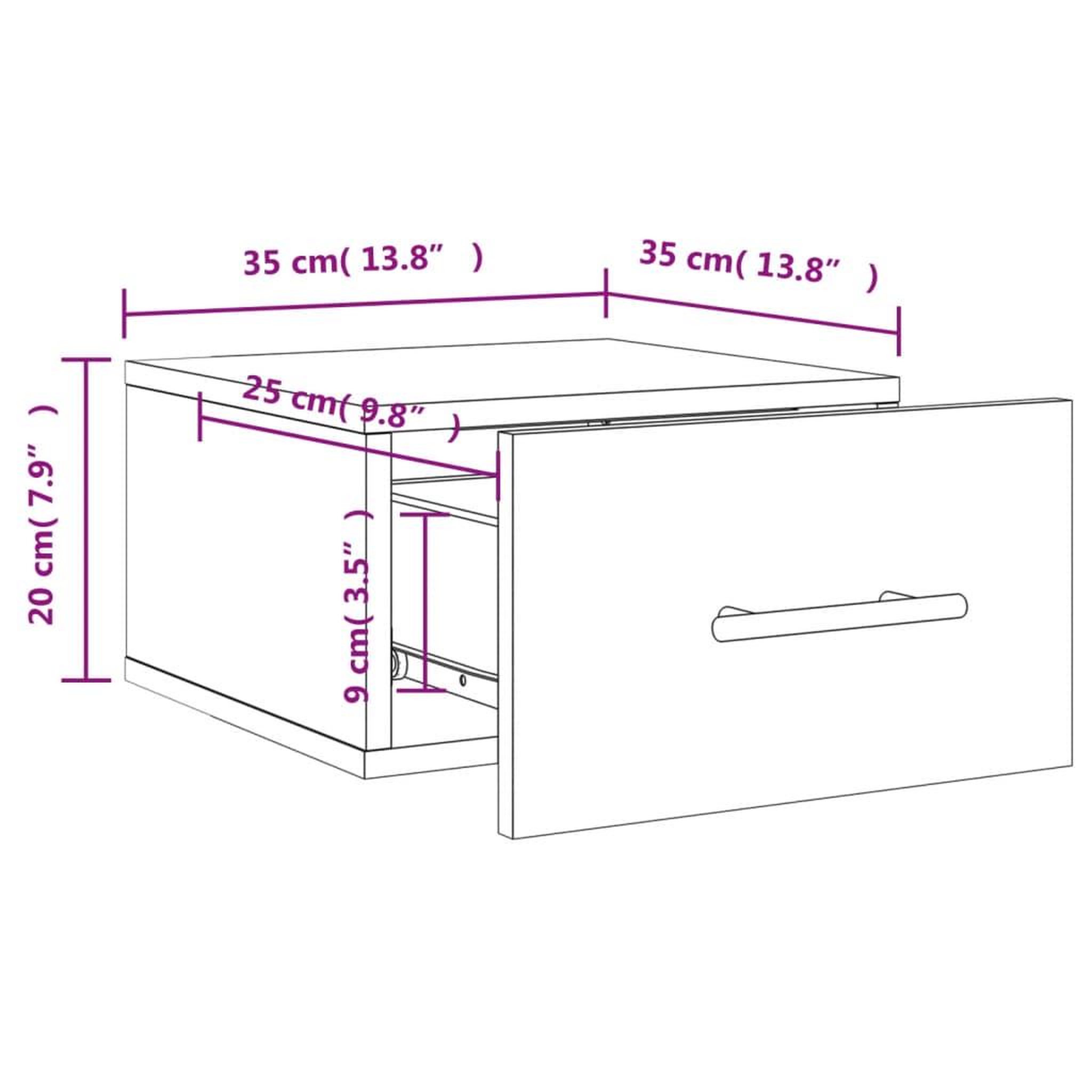 Voir la diapositive 6 : VIDAXL Tables de chevet murales 2 pcs chene fume 35x35x20 cm
