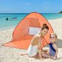 Voir la diapositive 2 : OUTSUNNY Abri de plage tente de plage pliable pop-up automatique instantané protection UV fenêtre arrière grand tapis de sol orange