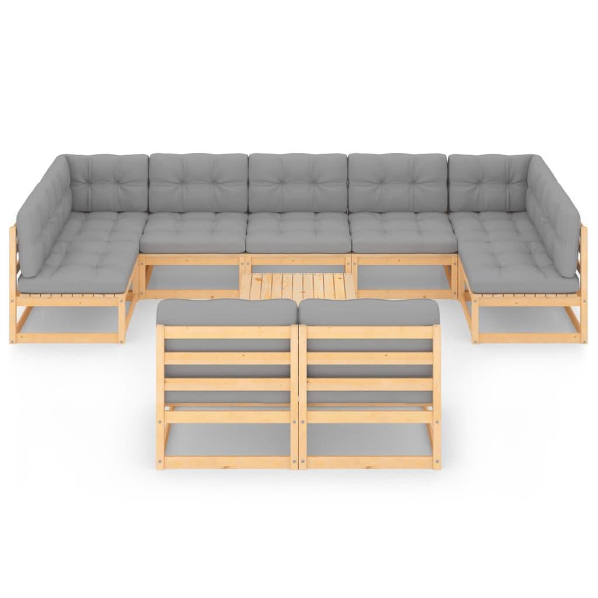 Voir la diapositive 3 : VIDAXL Salon de jardin 10 pcs avec coussins Bois de pin massif