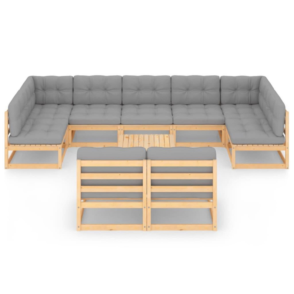 VIDAXL Salon de jardin 10 pcs avec coussins Bois de pin massif