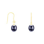 L'ATELIER D'AZUR Boucles d'Oreilles Or Jaune Perles de Culture Noire - Dormeuses