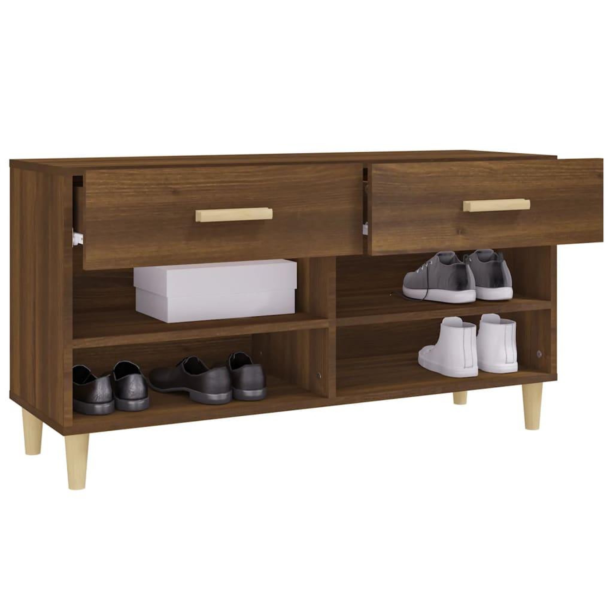 Voir la diapositive 5 : VIDAXL Meuble a chaussures chene marron 102x35x55 cm bois d'ingenierie