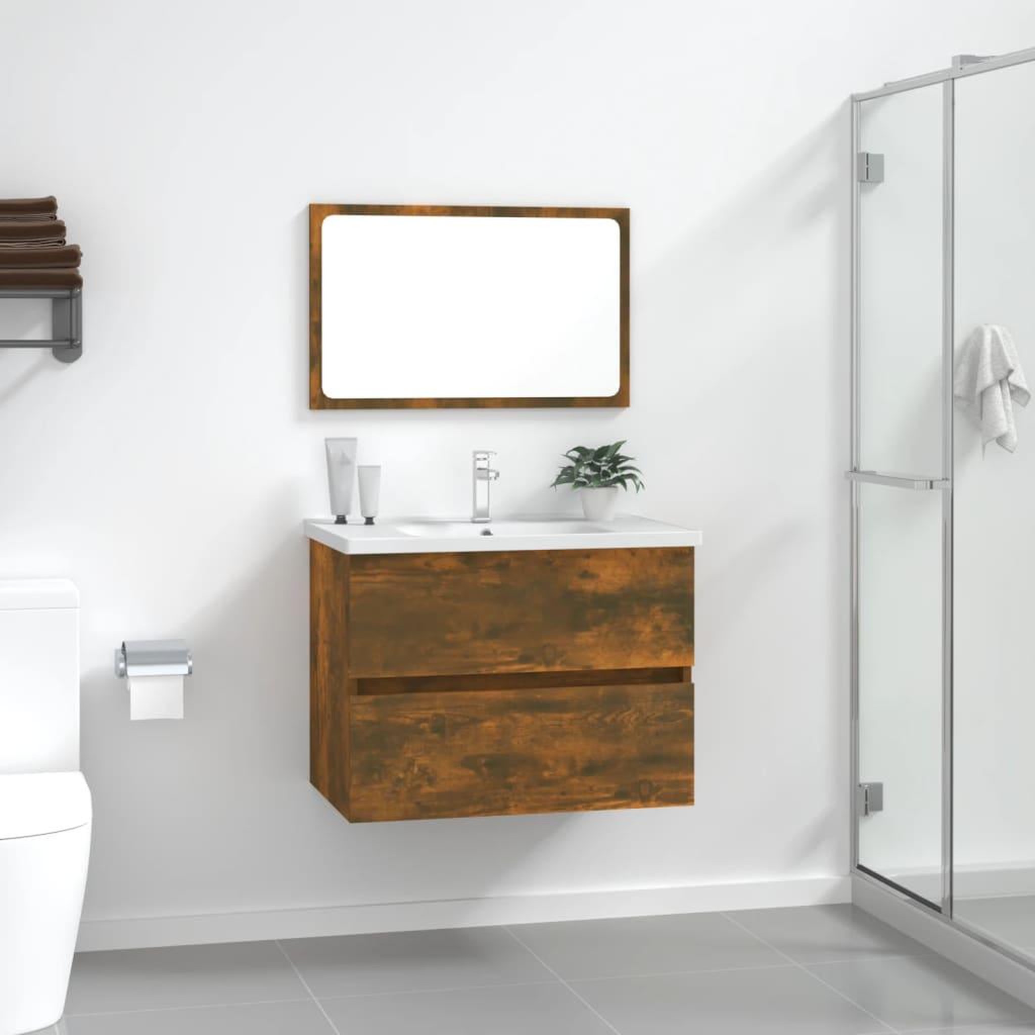 Voir la diapositive 1 : VIDAXL Ensemble de meubles de salle de bain 2 pcs Chene fume